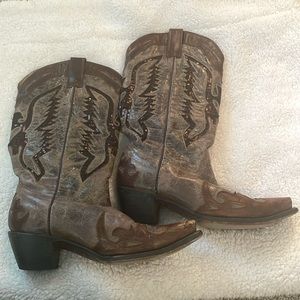 Brown eagle overlay corral boots size 7 in womens.